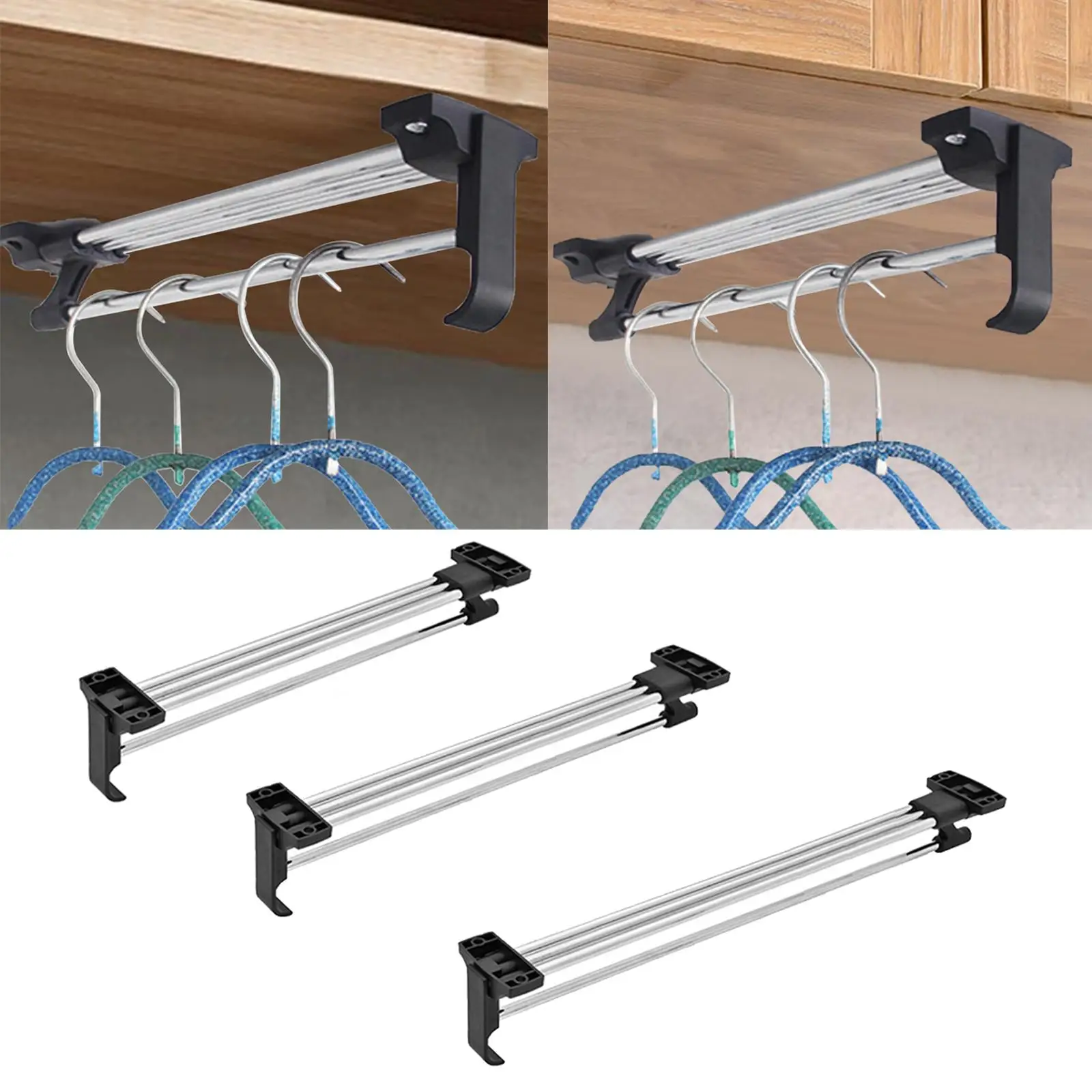 Multipurpose Clothing Hanger Telescopic Rod Support Rod Clothes Drying Rack for Closet Bathroom Wardrobe Laundry Room Home