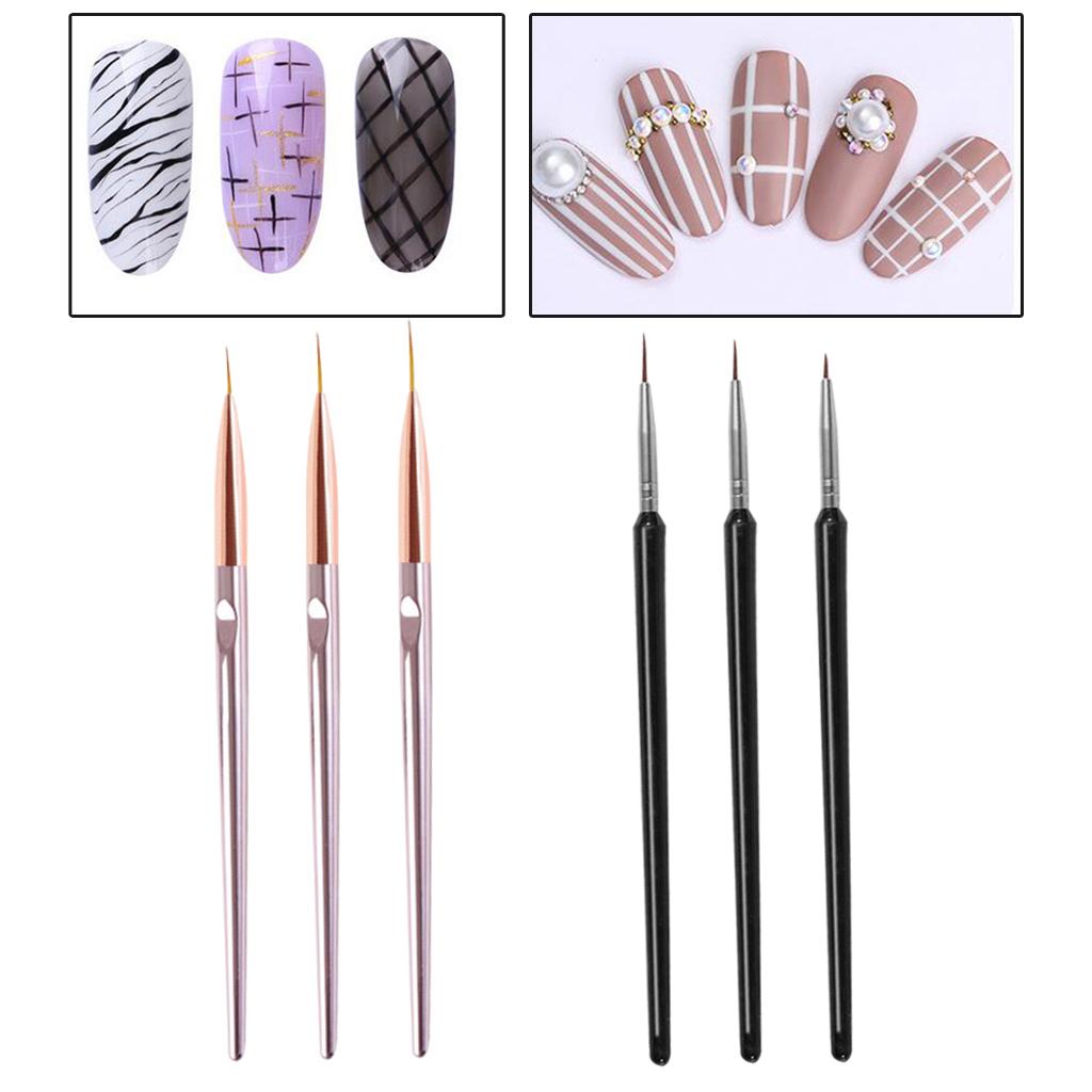 3-Pack Nail Art Pen Set Painting Drawing DIY Flower Petals Dotting Leaves Salon Use Elongated Lines Manicure Tool Details Home