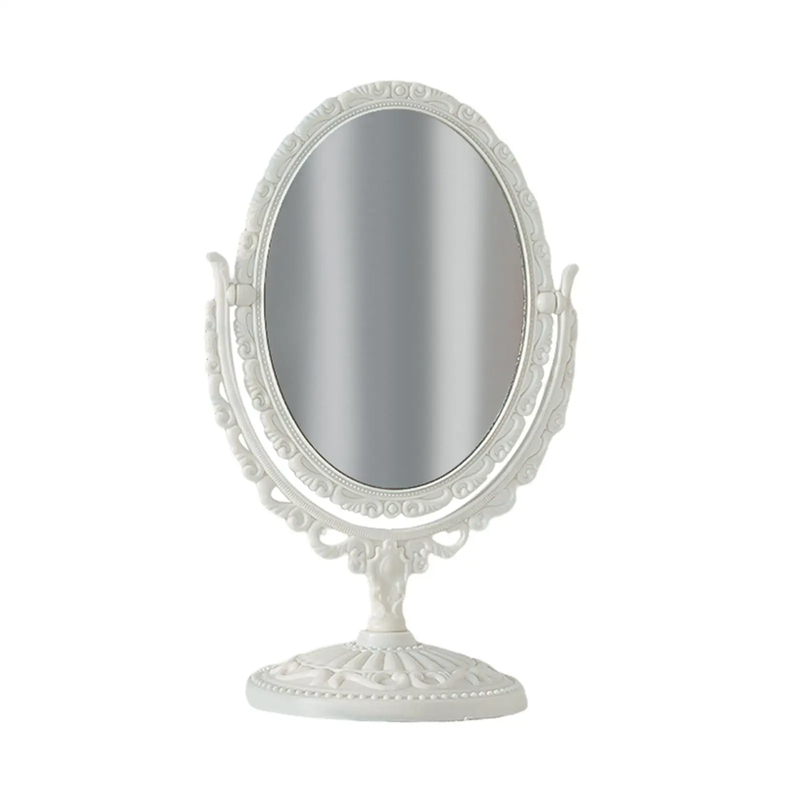 Retro Makeup Mirror Double Side Swivel with Frame Stand Oval Tabletop Mirror for Bathroom Dressing Table Women Birthday Gift
