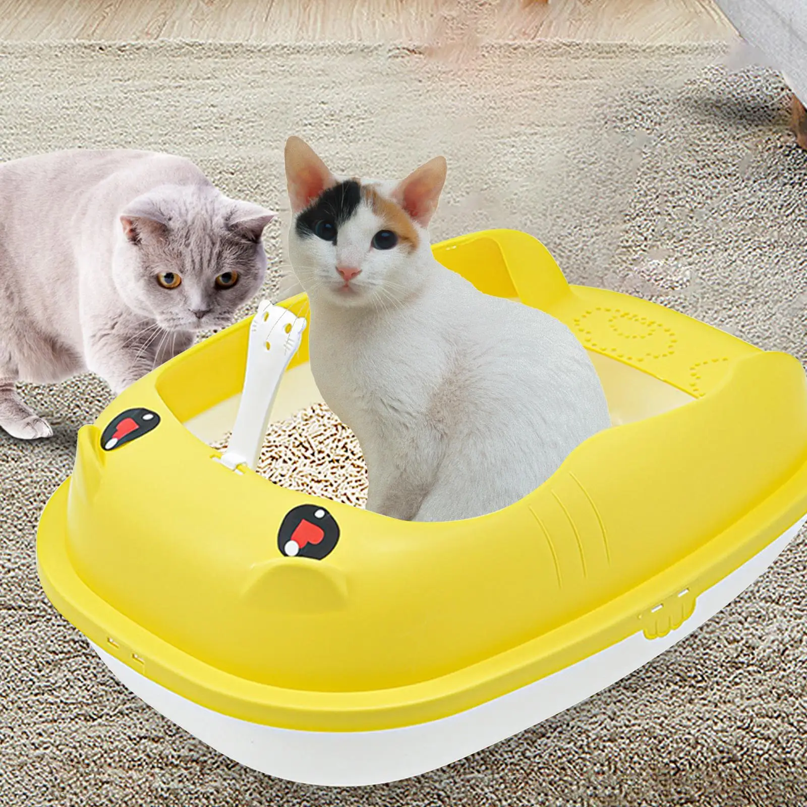 Cat Litter Box Bedpan High Sided Easy to Clean for Cats Supplies Kitty Bunny