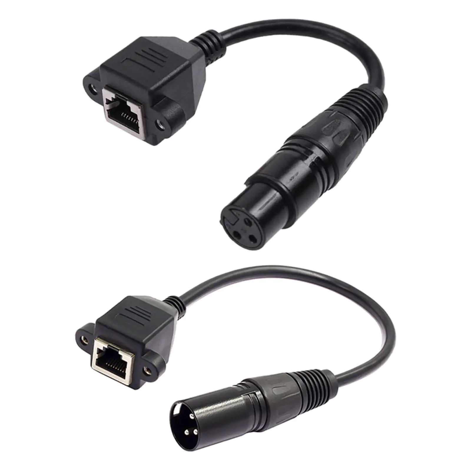 1 Pair 3 Pin XLR to RJ 45 Female Male Adapter Cables, Copper Extension Cable for Dmx Con Controller Series Amplifier Mixer 20cm