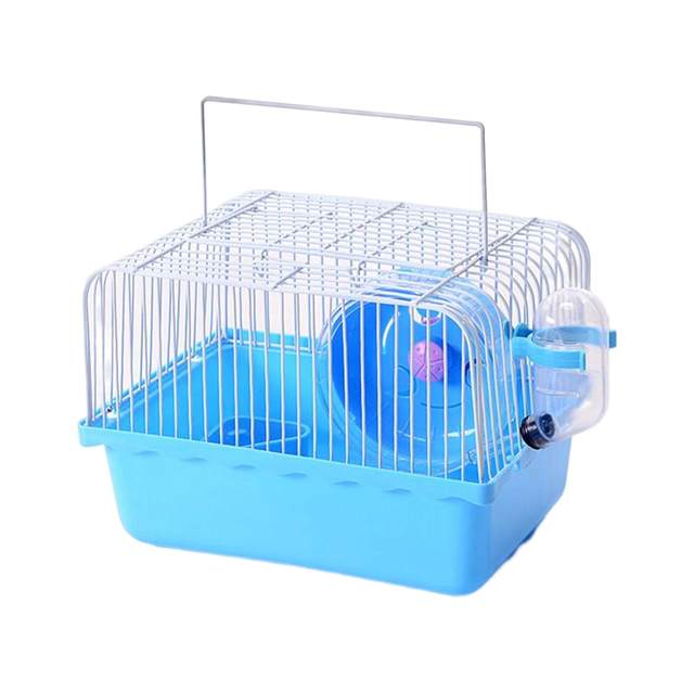 Hamster Cage Small Pet Cage Water Bottle with Running Wheel Hamster Mouse Cage Transport Cage Portable