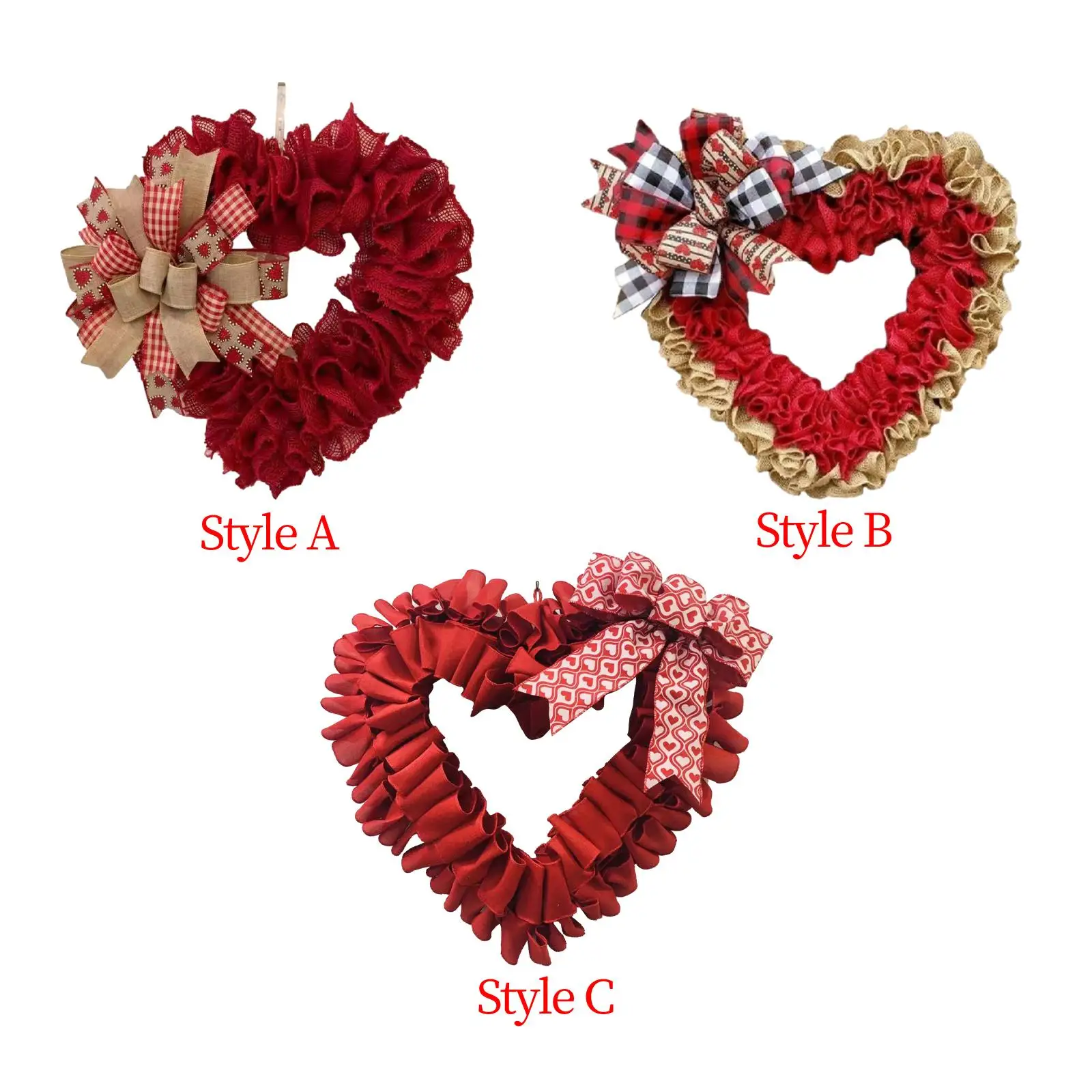 Heart Shaped Wreath for Front Door Wedding with Bowknot Wall Hanging Sign Valentines Day Wreath Artificial Wreath Garland Wife