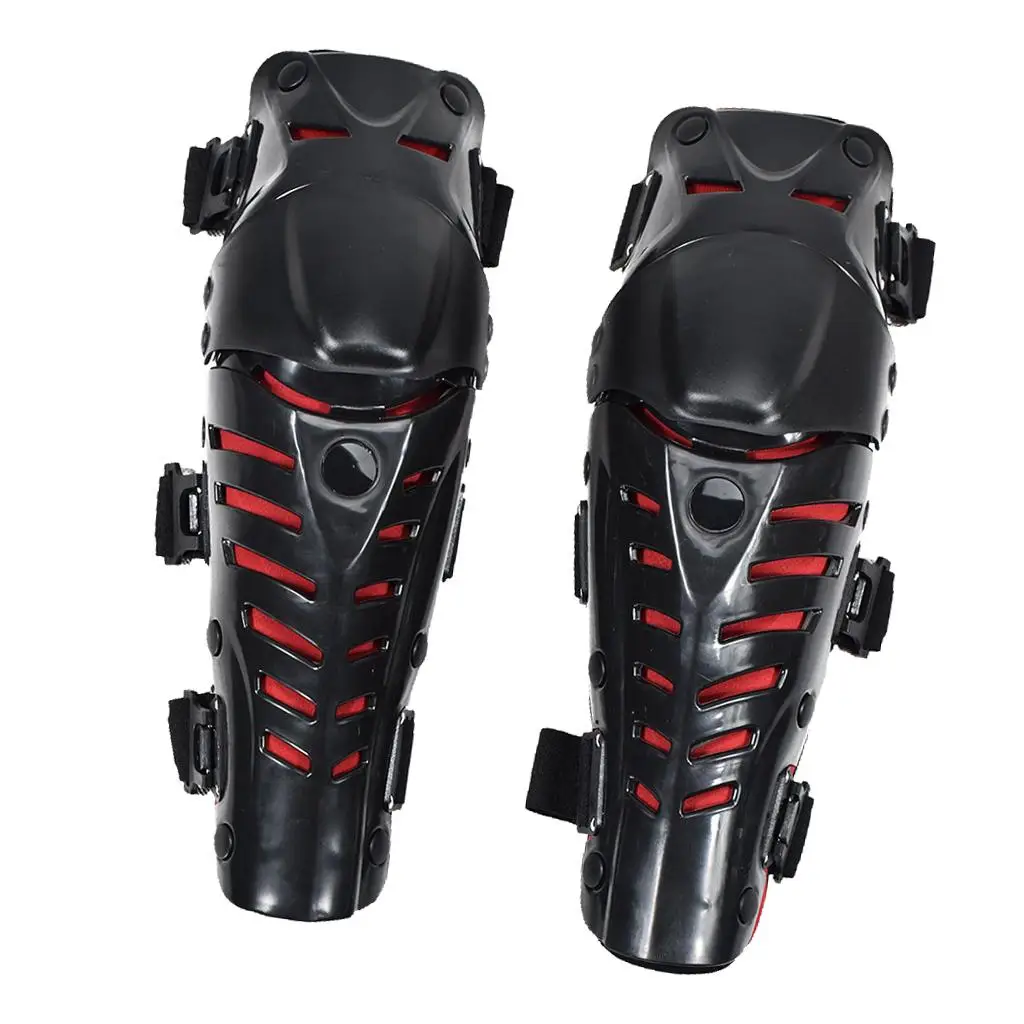 1 Pair of Knee Shin Guard Pads, Crashproof Adjustable Knee Cap Pads   for Motorcycle Cycling , Red