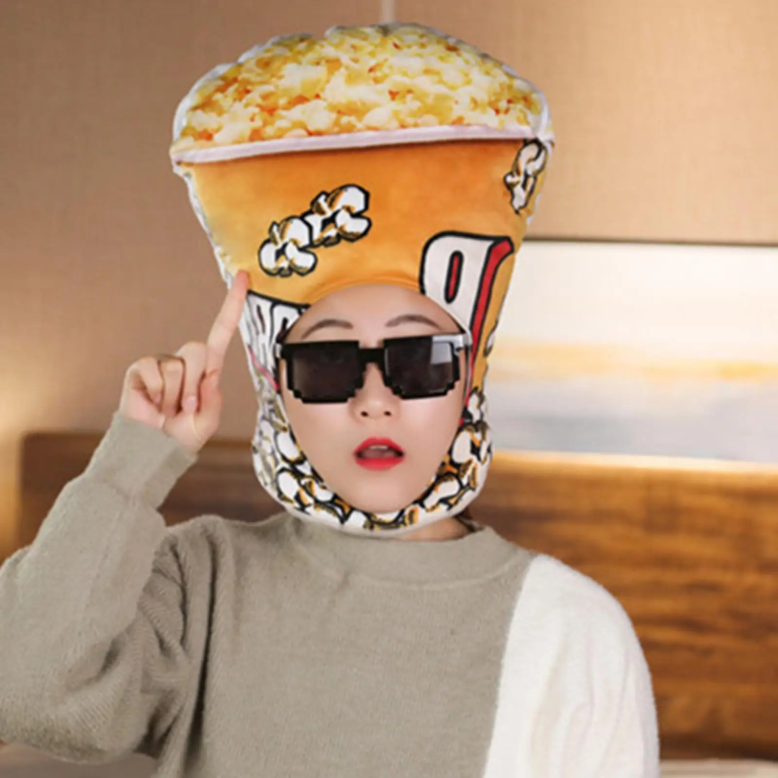 Soft Plush Popcorn Hat Costume Accessory Hats Halloween Festival Decor