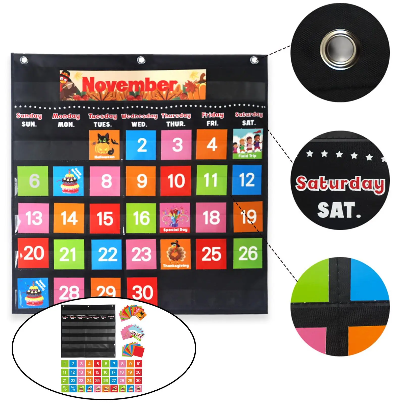 Classroom Resources Pocket Chart Monthly Calendar Circle Educational Toys