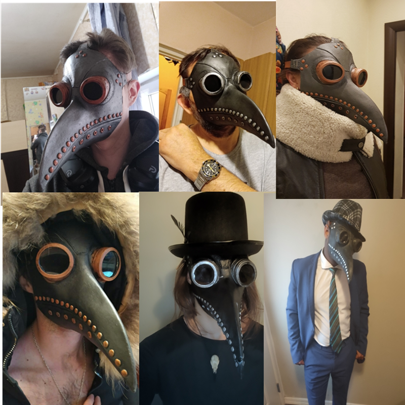 5 Stück schwarze Gummi-Pestdoktor-Maske, lange Nase, Vogel, Bock, Steampunk, Gas, Latex, Gesichtsmaske, Halloween, Cosplay, Requisite für Kinder und Erwachsene – Detail 2