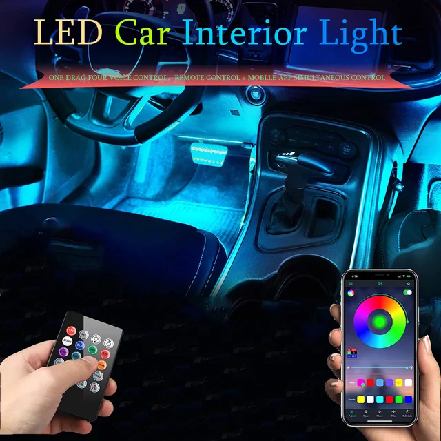 Kit de bande lumineuse RGB LED pour moto, étanche, télécommande RF +  commande vocale, éclairage d'accentuation, lumière d'ambiance, 12V,  pièces/ensemble - AliExpress