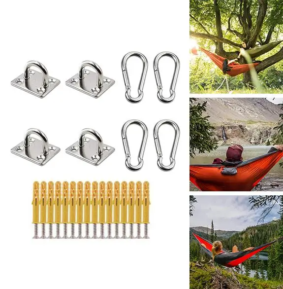 45 Wall Mount Ceiling Anchor Hook, Stainless  Hooks, Heavy Duty Pad Eye Plate Screws for Hanging Plant Basket fan Hammock