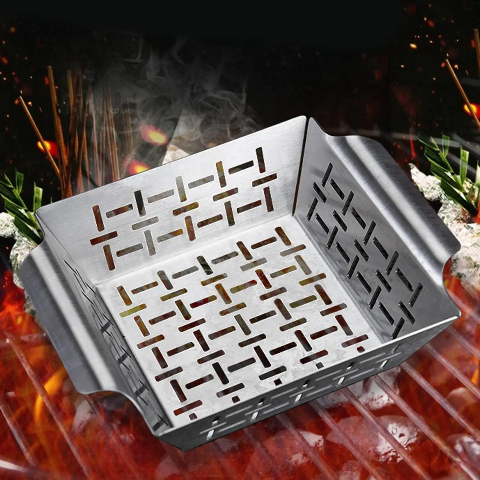 Stainless Steel Roast Fish Grilling Basket BBQ Grill Pan BBQ Accessories Grilling Bowl Grill Barbecue Plate Leakage