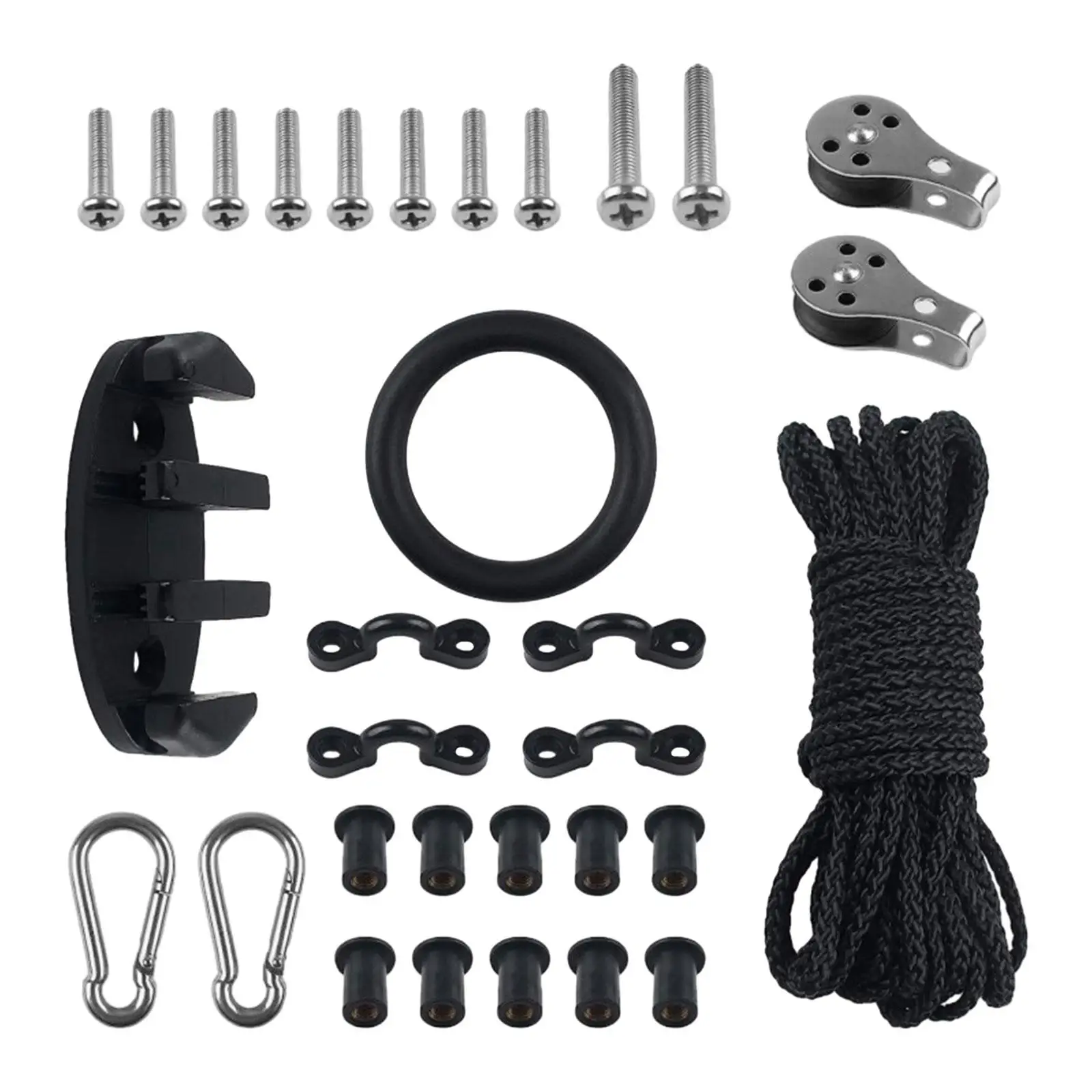 31x Kayak Canoe Anchor Trolley Kit Hardware Portable Zig Zag Cleat 9M Rope for Fishing Boat Water Sports Marine Rubber Dinghy
