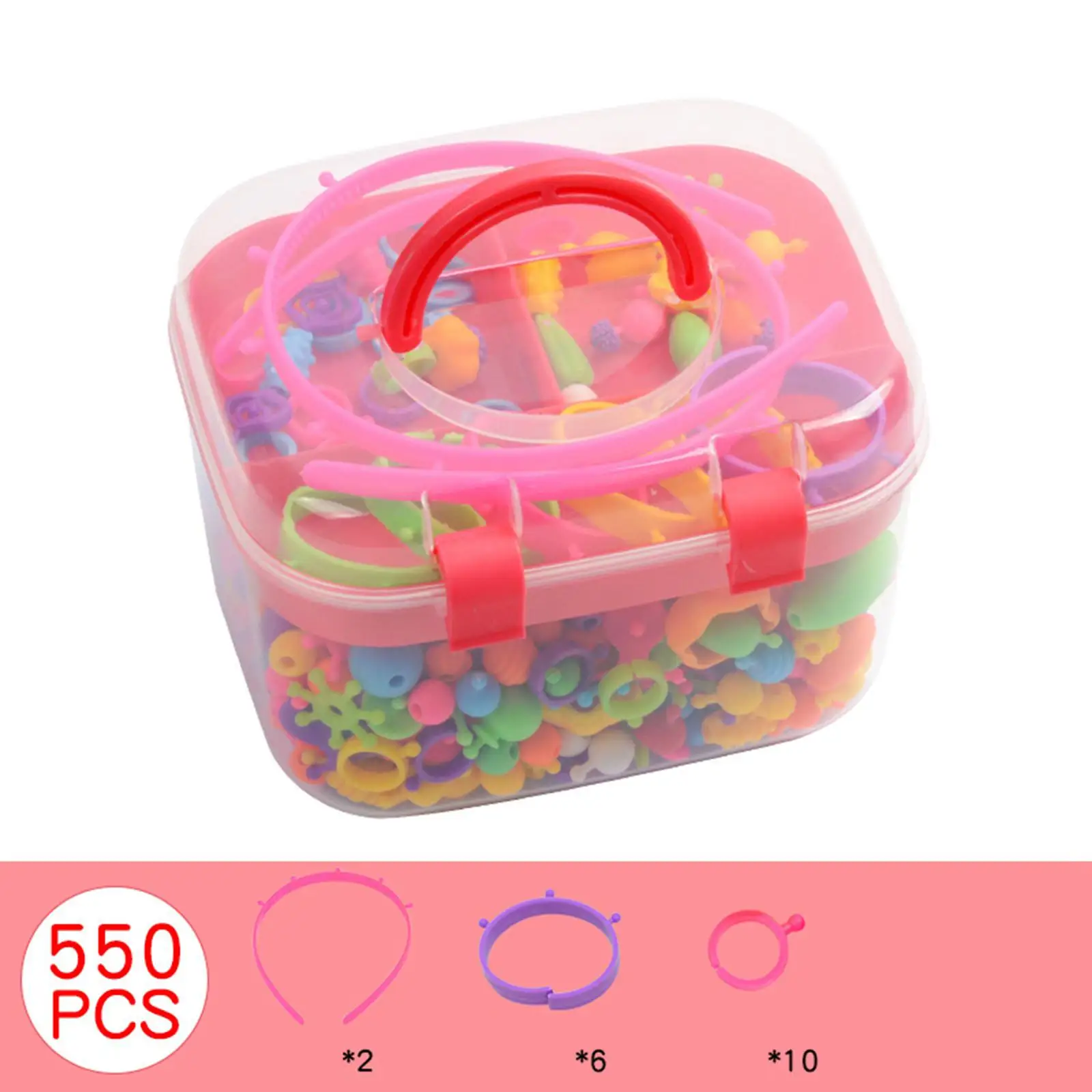 550pcs Pop Beads DIY Kids Jewelry Making Kit Jewelry Set Toys Arts Snap Together Beads for Earrings Bracelet Birthday Gift Girls