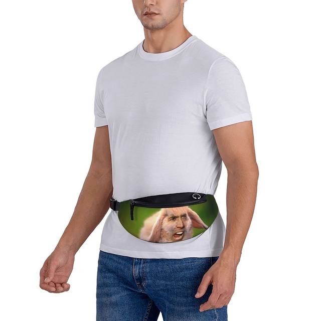 Custom Rabbit Nicolas Cage Fanny Pack for Women Men Fashion Funny Meme  Crossbody Waist Bag Travel Hiking Phone Money Pouch