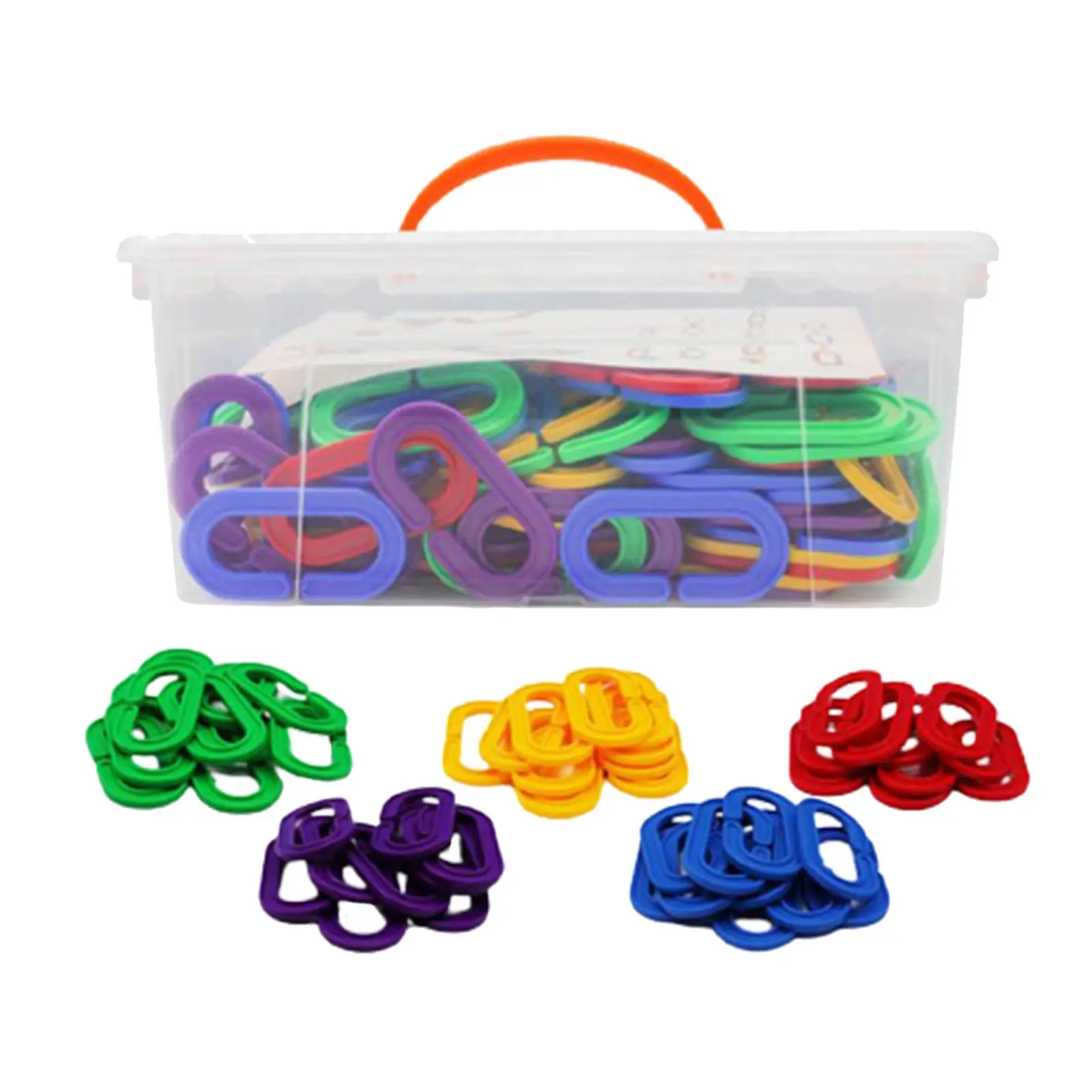 150Pcs Chain Links Counting and Sorting Colorful Links for Playroom