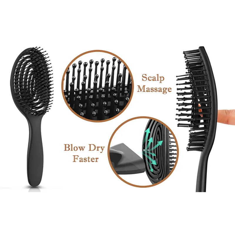 Best of Relaxing Elastic Massage Comb Portable Hair Brush Massage Brush Magic Brushe Head Combs Hollow Out Brush Wet Dry Curly Hair Care Reviews & Tips - Image 4