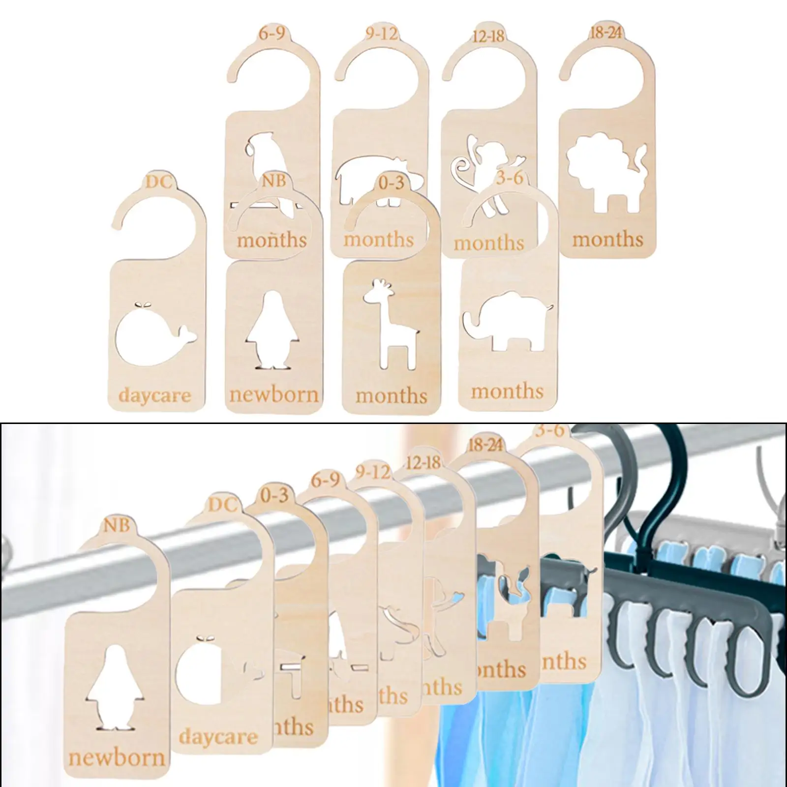 8Pcs Baby Closet Size Dividers Double Sided Nursery Closet Organizers for Clothes