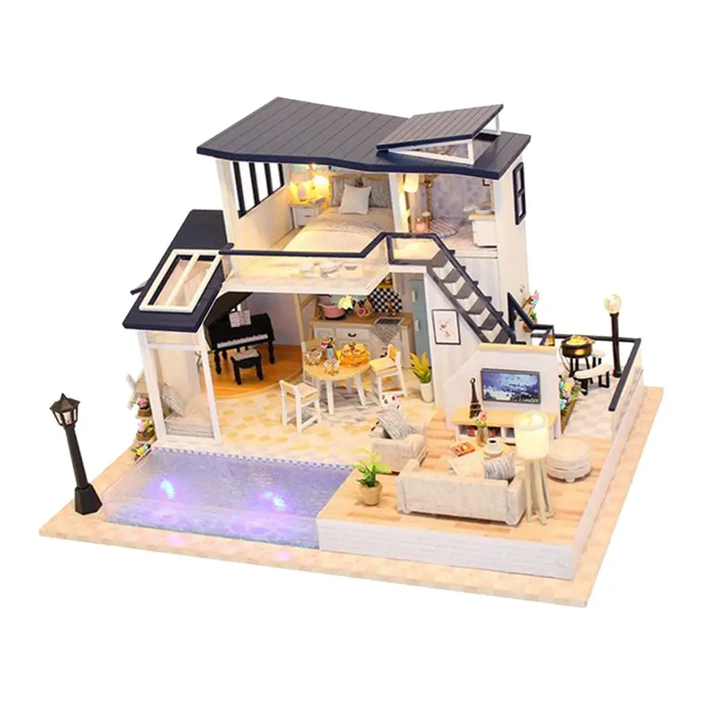 1/24 Dollhouse Miniatures Diorama diy Kit Romantic Mermaid  Kids Children Birthday Gift