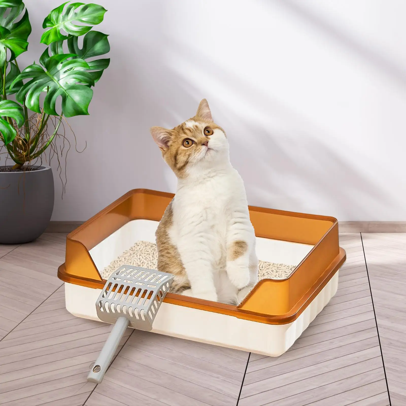 Pet Litter Tray Potty Toilet Litter Pan High Sided Cats Litter Box for Small Medium Cats