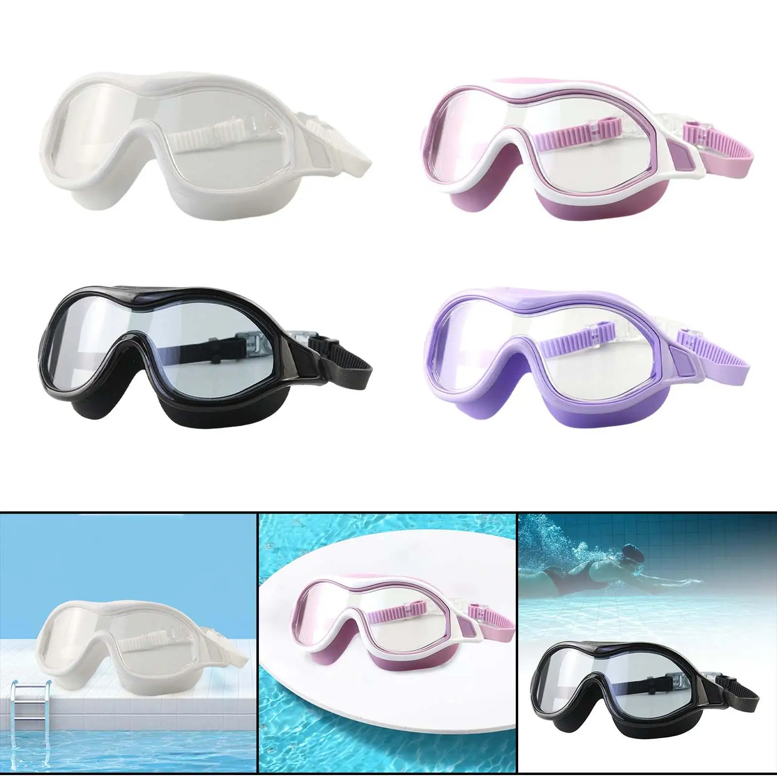 Swim Goggles Adult Swimming Goggles Anti Fog Diving Goggles Large Frame Professional for Pool Women Men Youth