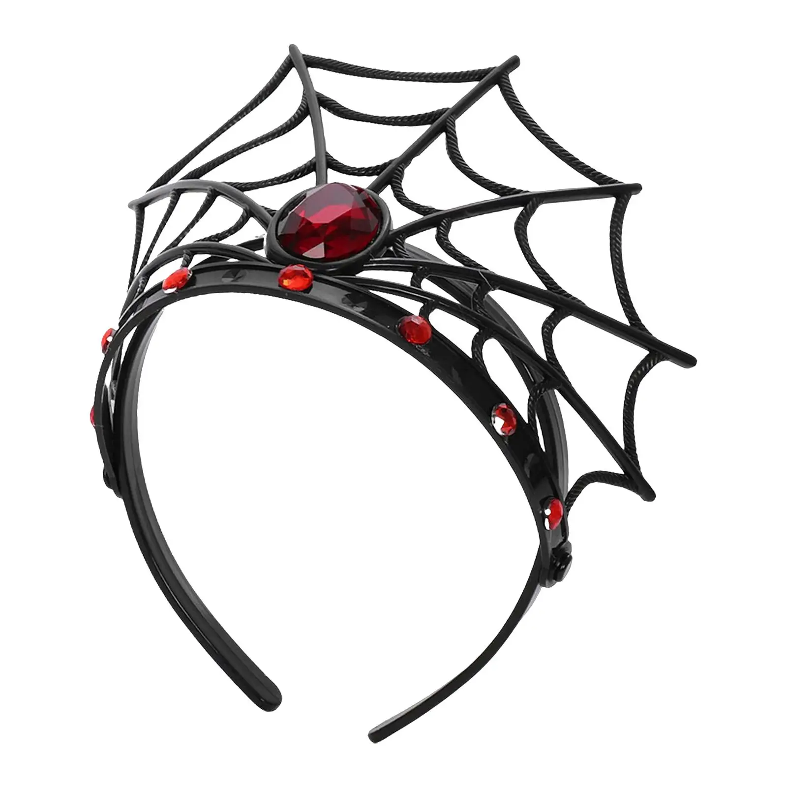 Halloween Spider Headband Spiderweb Hair Hoop Cosplay Photo Props Decoration Rhinestone Hairband for Role Play Birthday Carnival