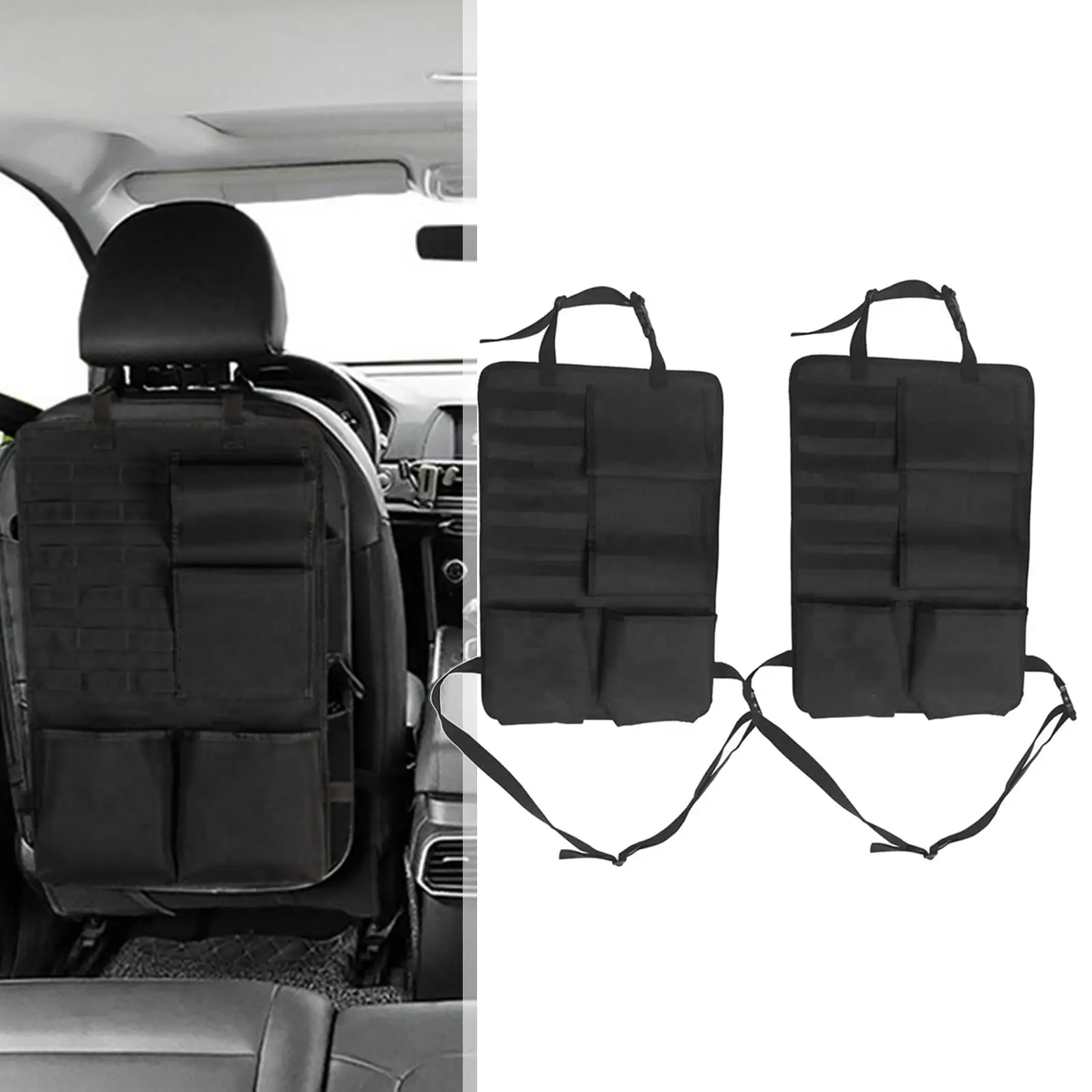Cars Backseat Organizer Storage Bag Adjustable Straps Kick Mat Tissue Box Backseat  for Travel Vacation Drinks 