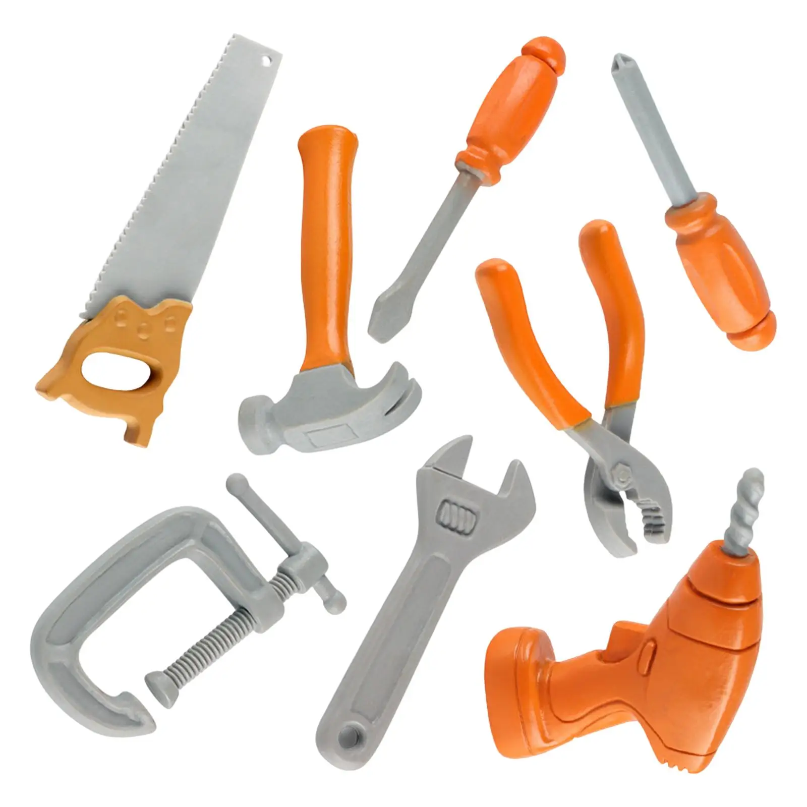 8Pcs Workshop Toy Tools Set, Construction Hand Tool, Kids Play Tool Set Pretend Play Accessory