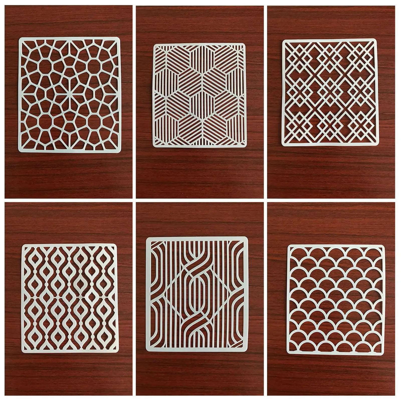 24Pcs Geometric Stencils Painting Templates for Furniture Decor Tracing