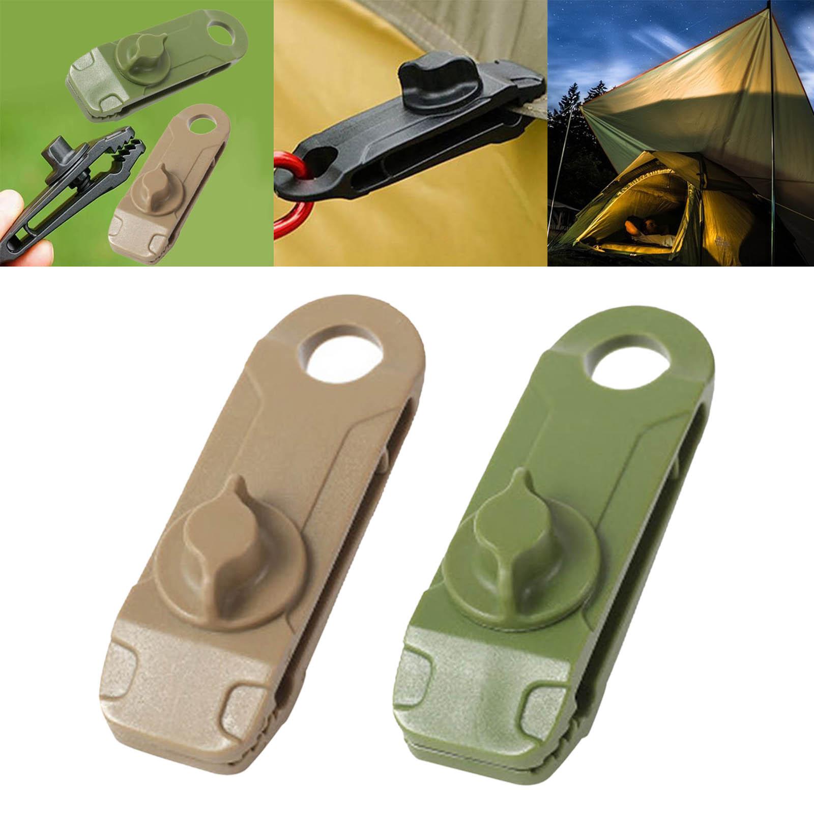 10x Reusable Camping Tent Clamps Lightweight Nylon Buckle Tarp Clips Heavy Duty Lock Grip for Backpacking Gear Hiking Wind Rope