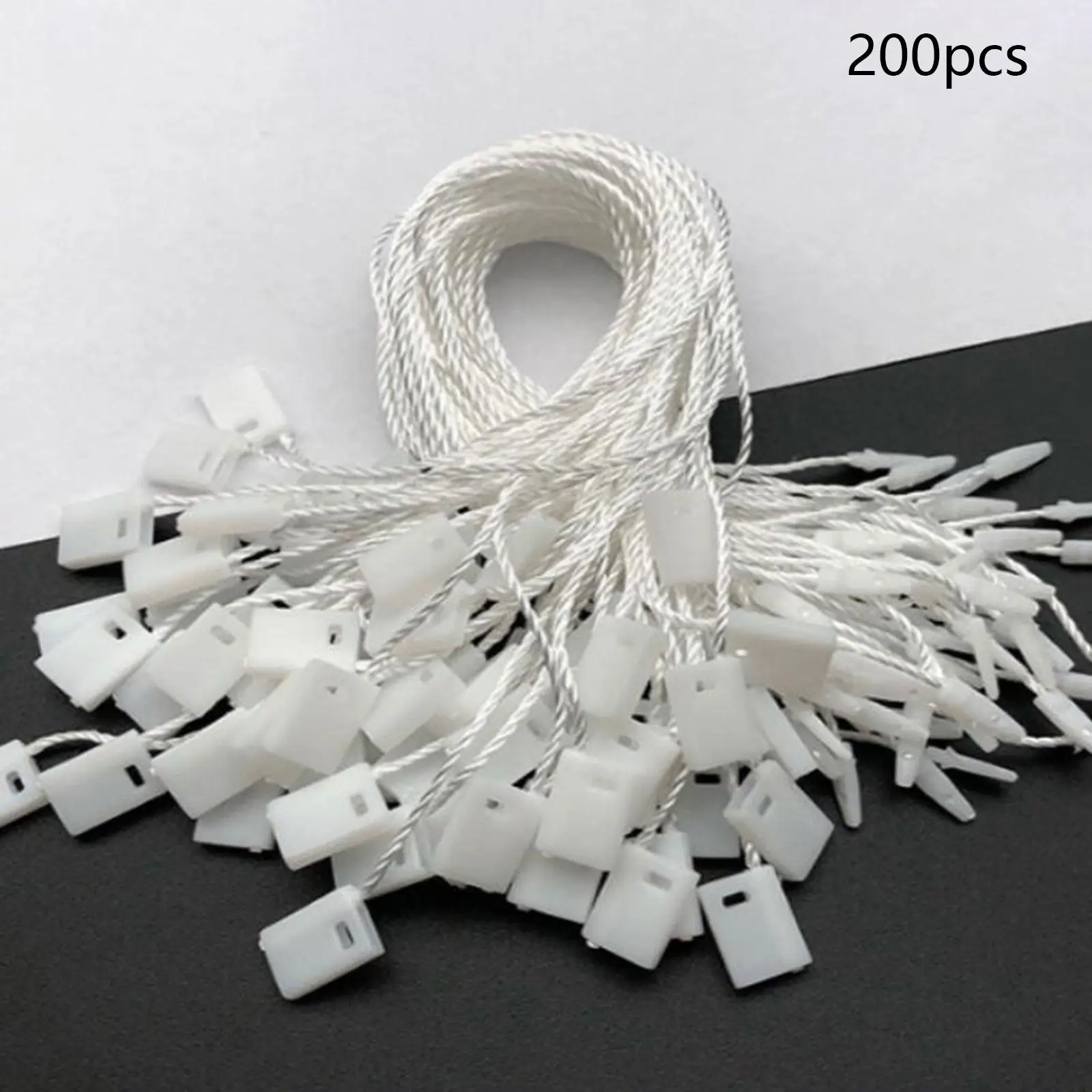 200x Hang Tag Strings Snap Lock Lightweight Fast to Attach Durable Portable Fastener Ties for Gift Tags Toys Belt Luggage Shoes