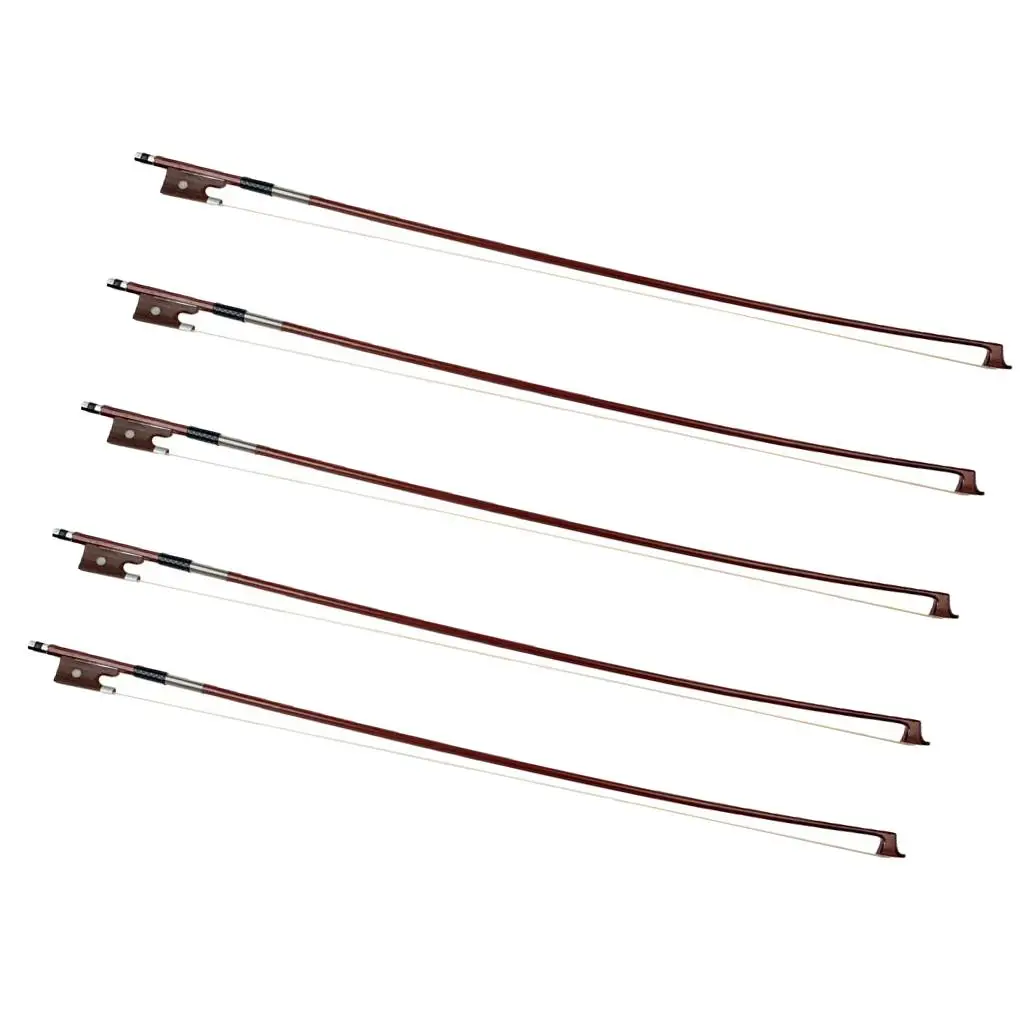 Pack of 5 Wood 1/8 Size Violin Bows 52cm Musical Instrument Accessory