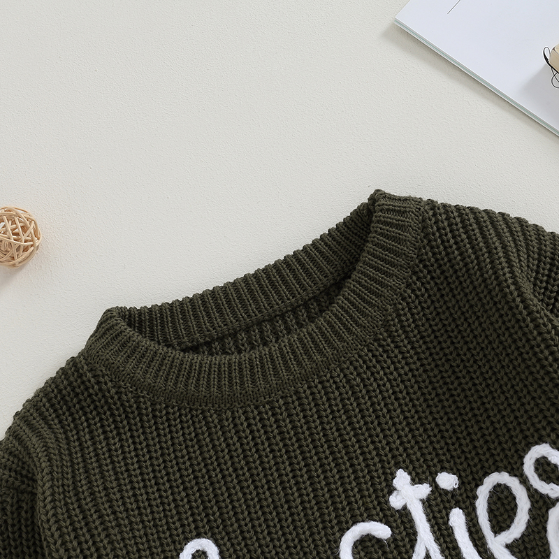 Focus norm 5 Farben Herbst Winter Kleinkind Baby Mädchen Strick pullover Langarm Brief Stickerei Pullover Strickwaren Outwear 0-24m – Detail 2