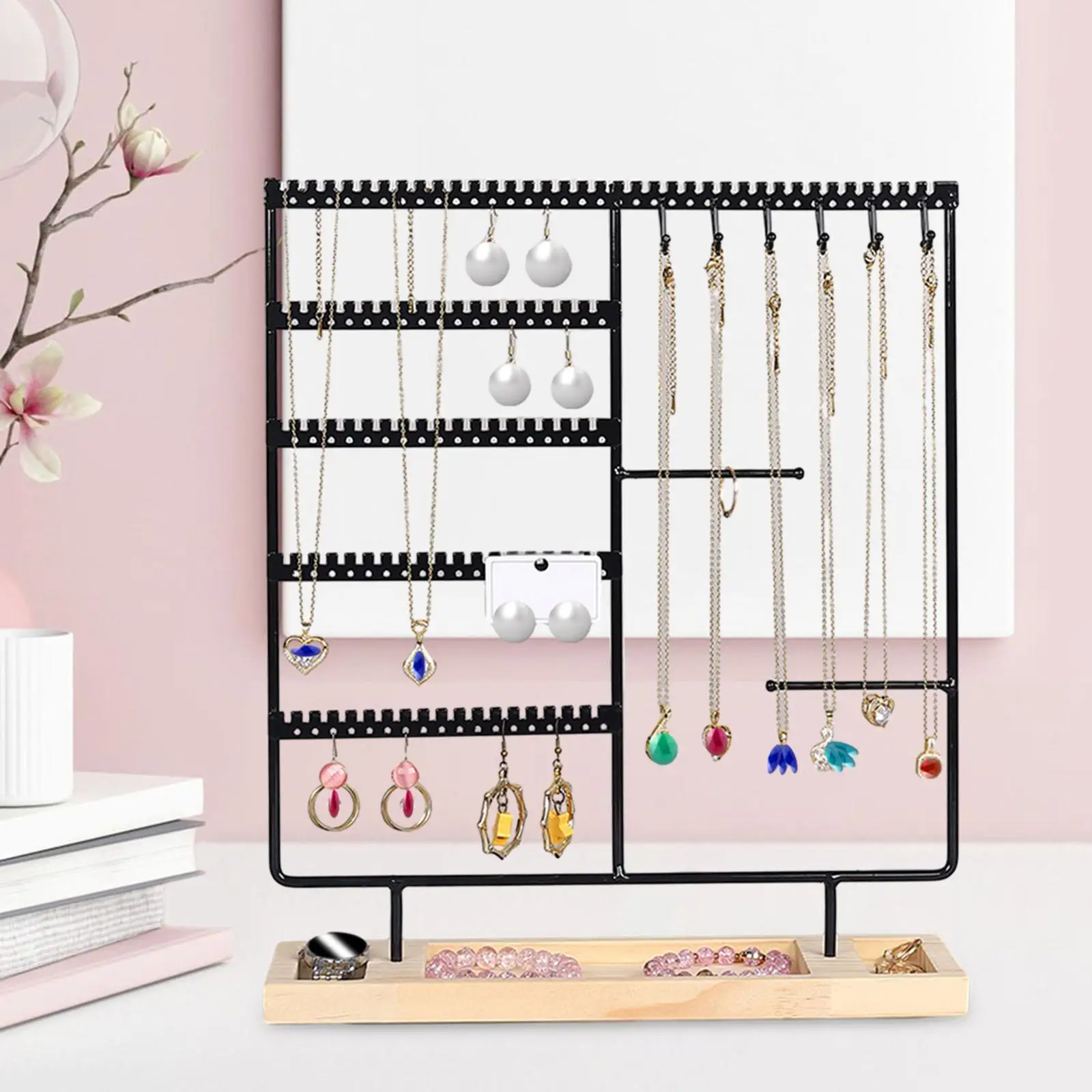 Jewelry Rack Showcase Tabletop Jewelry Hooks Jewelry Display Rack for Shop Shopping Mall Live Broadcasting Photography Dresser