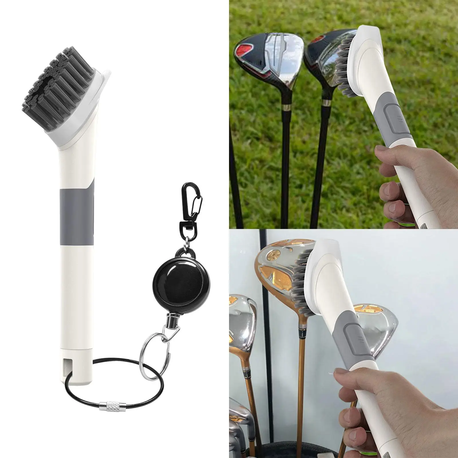 Golf Club Cleaner Cleaning Brushes Easy Carry Aluminum Carabiner for Cleaning Dirty Clubs Groove Comfort Hand Grip for Men Gift