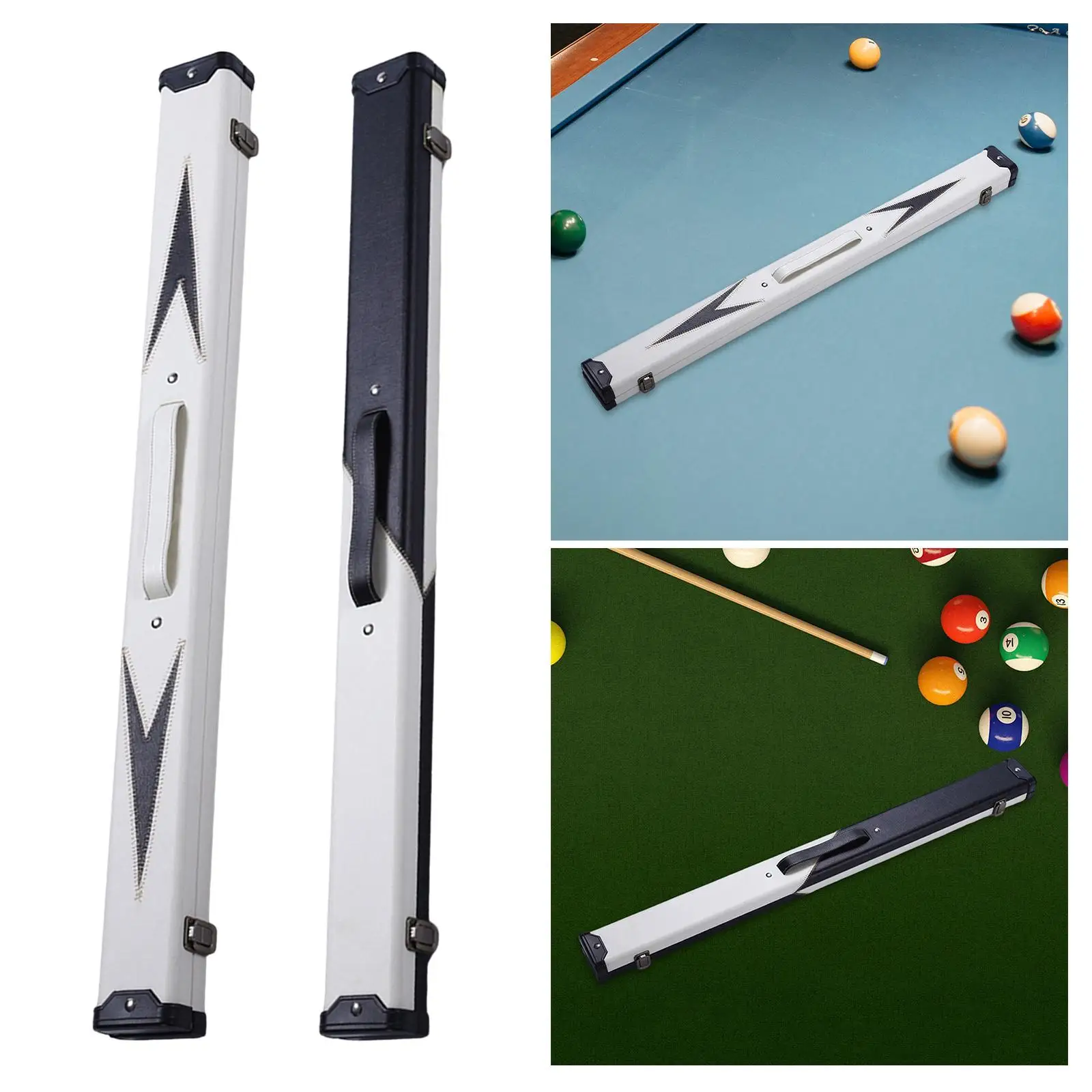 Billiards Pool Hard Case PU Leather Exterior Carrying for 1/2 Snooker