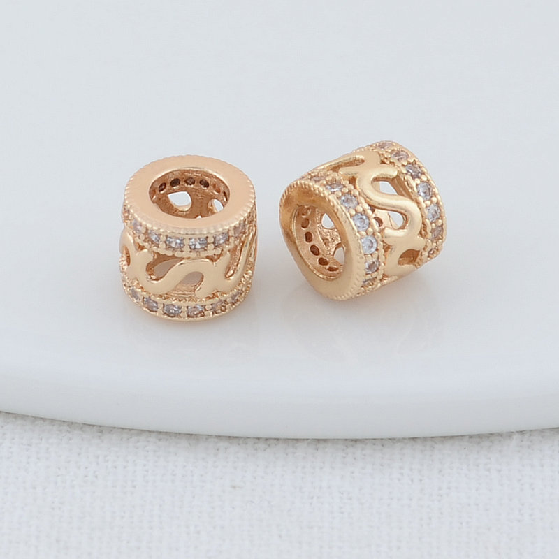 7,8mm 9mm 14 Karat vergoldete Messing-und Zirkon kristall perlen lose Abstands perlen für Zubehör zur Herstellung von DIY-Schmuck – Detail 2