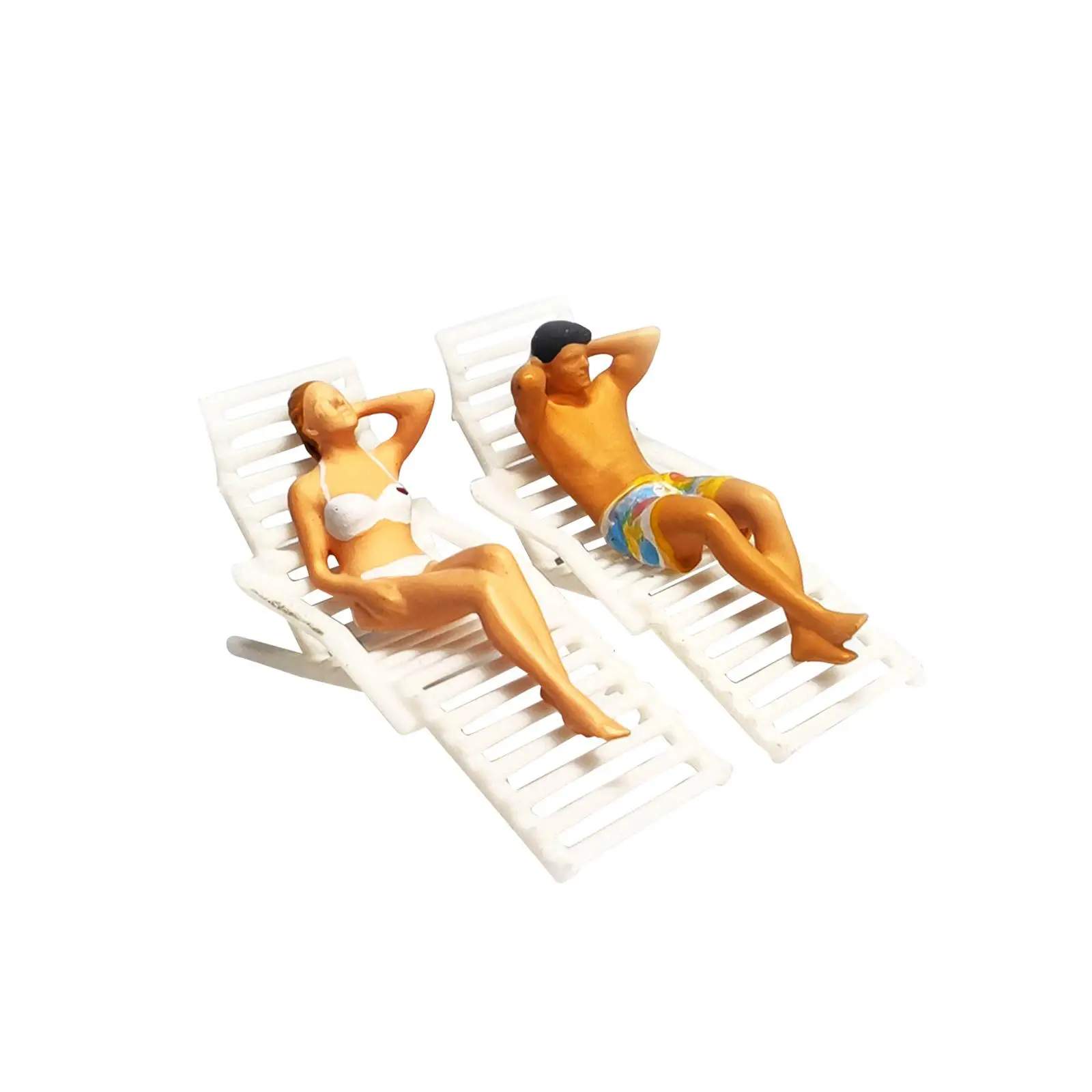 Resin 1/64 Scale People Figures Set Deck Chair Model Ornament Mini People Model for Sand Table Diorama Dollhouse Layout Decor