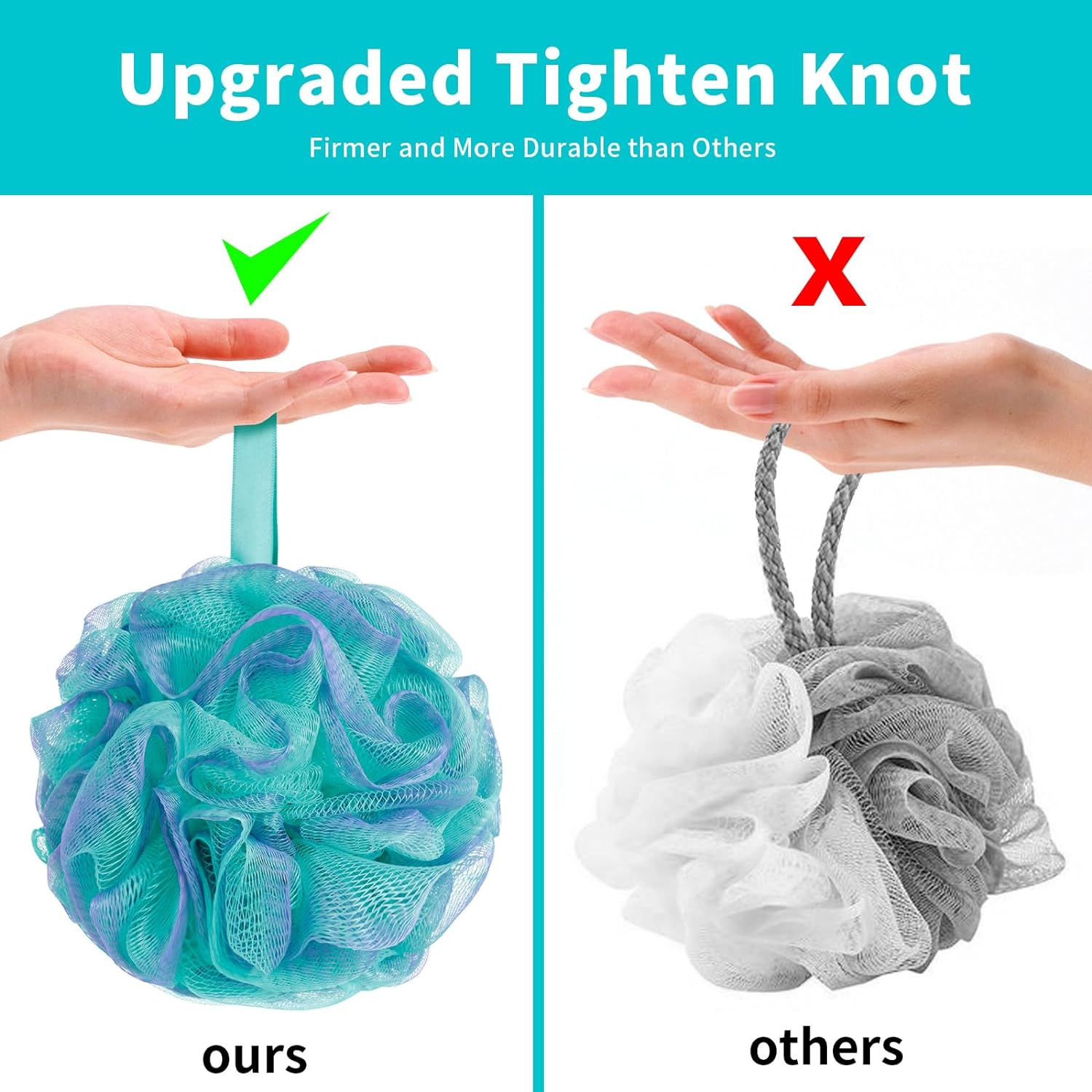 Description Picture 4 of item4pcs Bath Loofah Shower Sponge Body Back Scrubber Soft Mesh Shower Puffs Exfoliating Loofa Bath Accessories Cleaning Tool