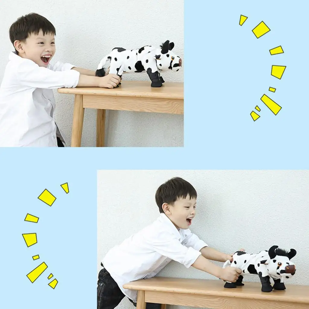 Electric Walking Cow Soft Plush Toy with Movement And Sounds children 