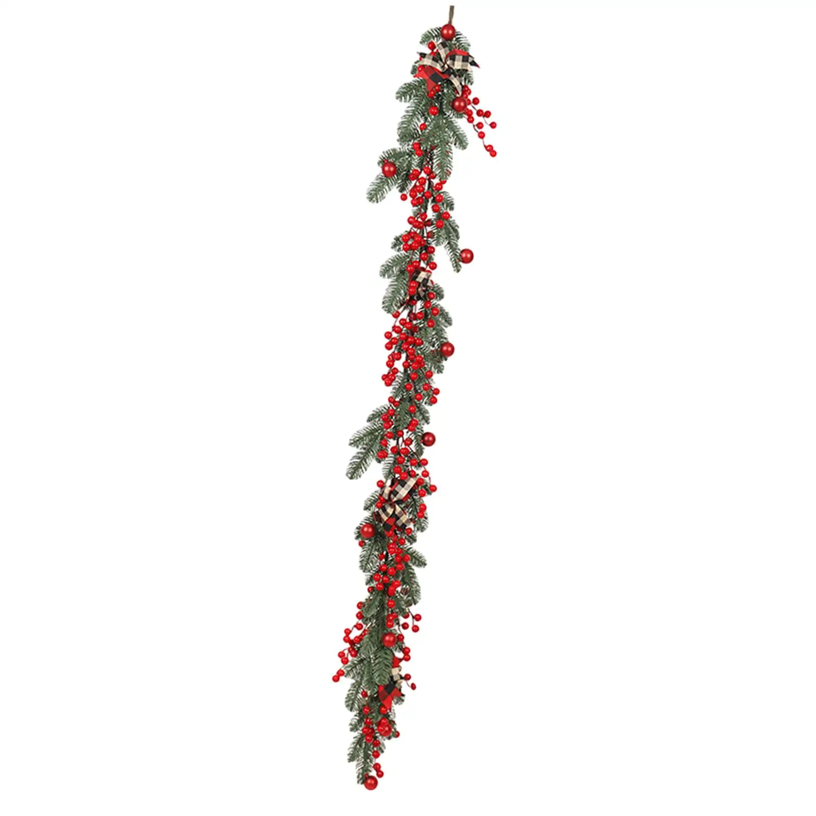 Christmas Wreath Artificial Red Berries with Bow Rustic New Year Ornament