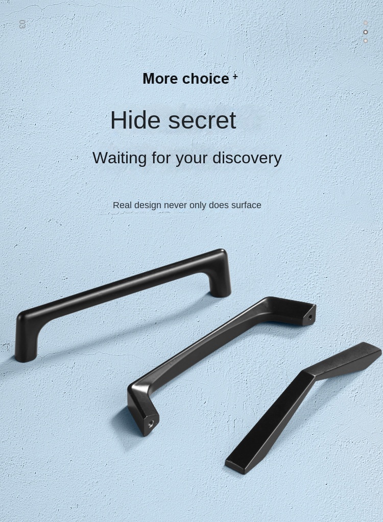 Description Picture 4 of itemSets Simple Style Black Cabinet Handles Solid Aluminum Alloy Kitchen Cupboard Pulls Drawer Knobs Furniture Handle Hardware