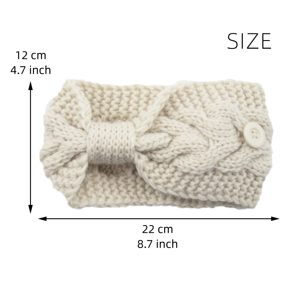 1pc Winter warmes Stirnband mit Knopf für Frauen Mädchen Kreuzknoten gestrickt Ohr wärmer Kopf bedeckung elastische Kopf wickel Haarschmuck – Detail 2