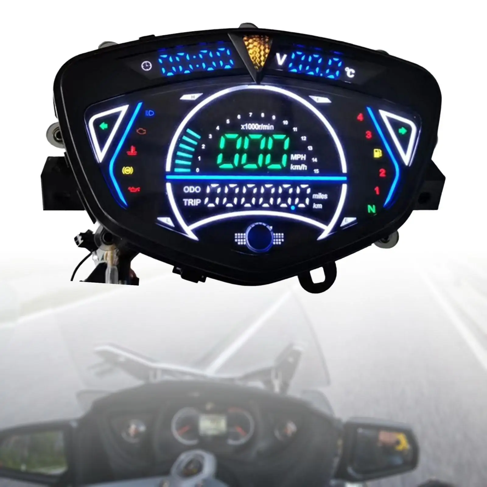 Motorcycle Digital  Tachometer Indicator Light Multifunction Gauge for LC135 Parts
