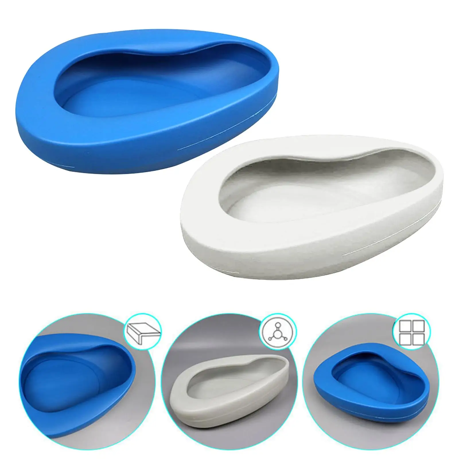 Portable Bedpan Heavy Duty Reusable Lightweight Durable Thicken Plastic Stable Bed Pan for Bedridden Patient Elderly Women Men