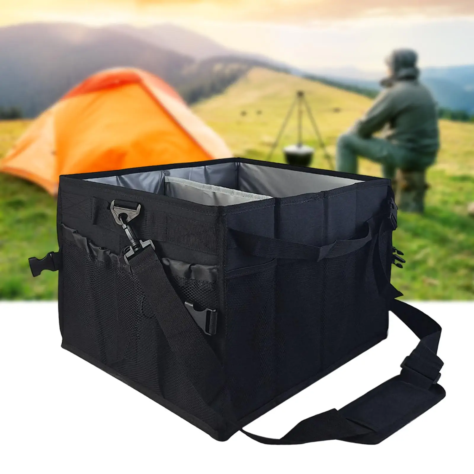Portable BBQ Tool Storage Bag Outdoor Picnic Cooking Tools Bag Organizer Grill Tool Carrying Bag Waterproof for Trip Camping RV