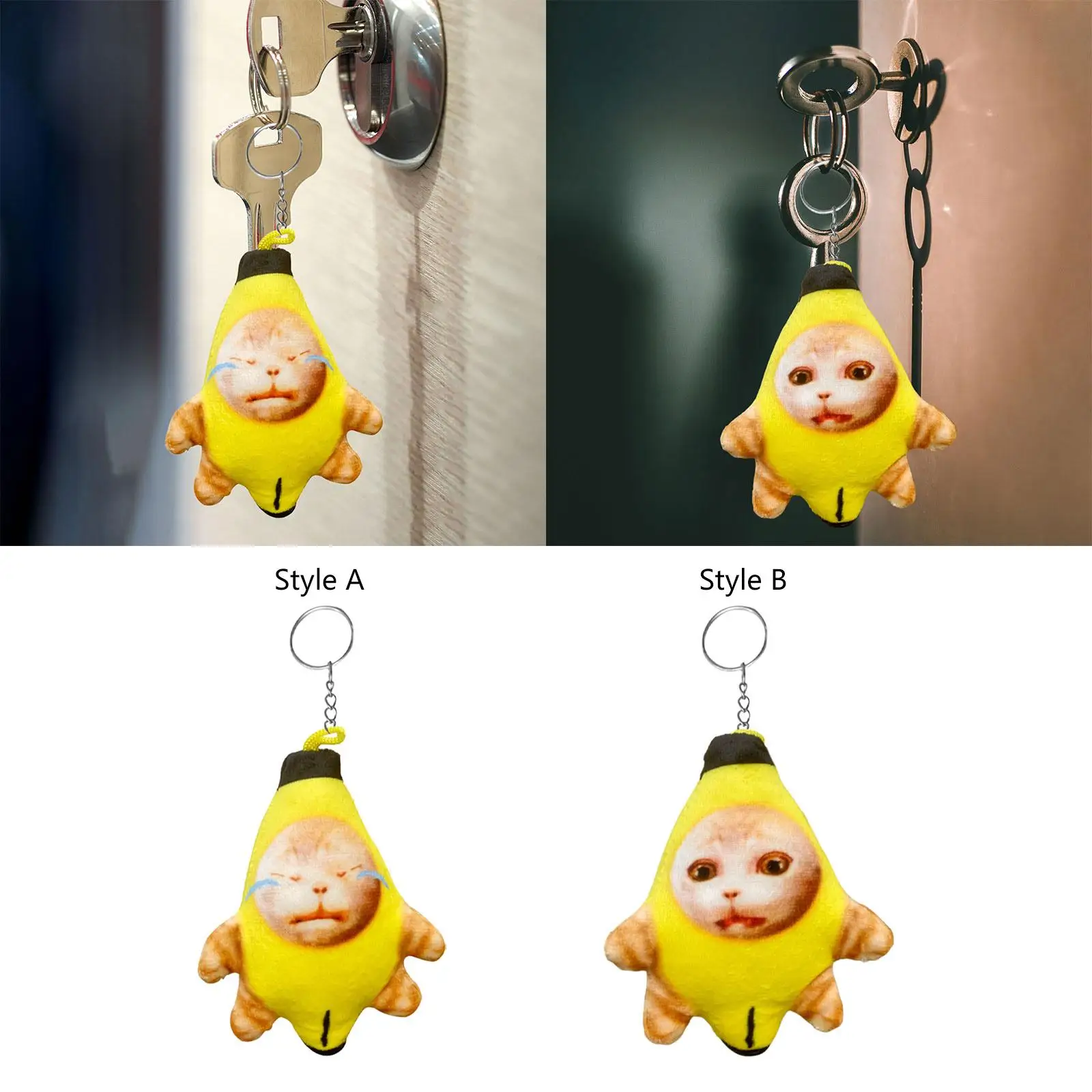 Banana Plush Novelty Hanging Adorable Banana Plush Doll Keychain with Sound for Party Favor Purse Handbag Backpack Adults