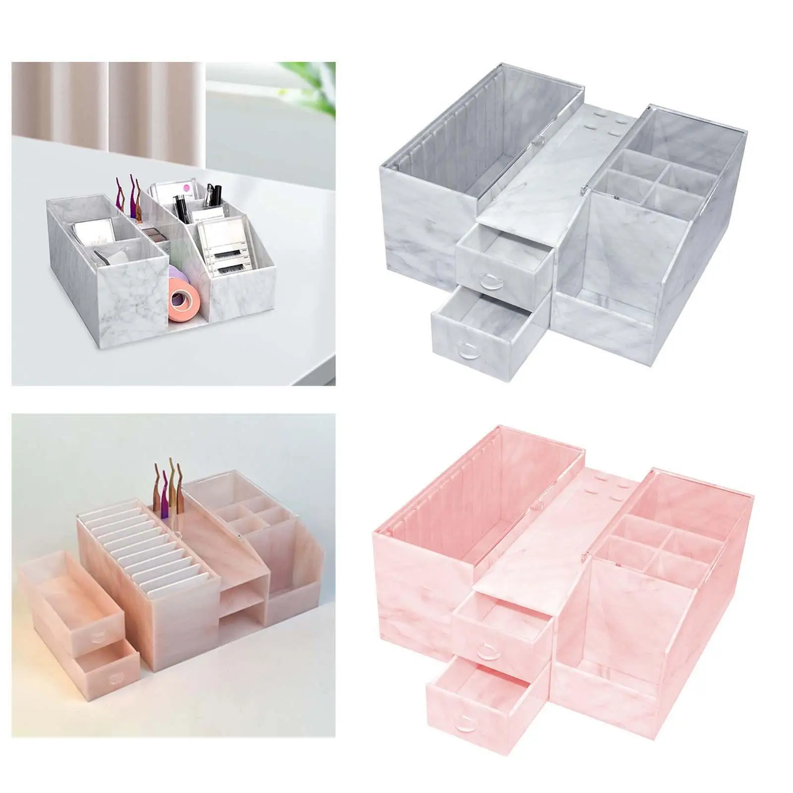 Acrylic Eyelash Storage Box Professional Large Capacity Multifunction Stand Case for Glue Dressing Table Home Cotton Pad