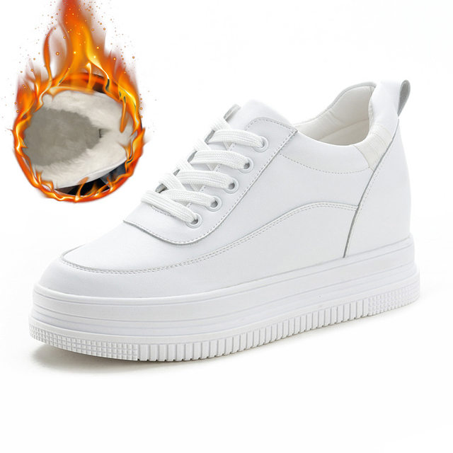 Leather Platform Wedge Sneakers | Leather Women Shoes