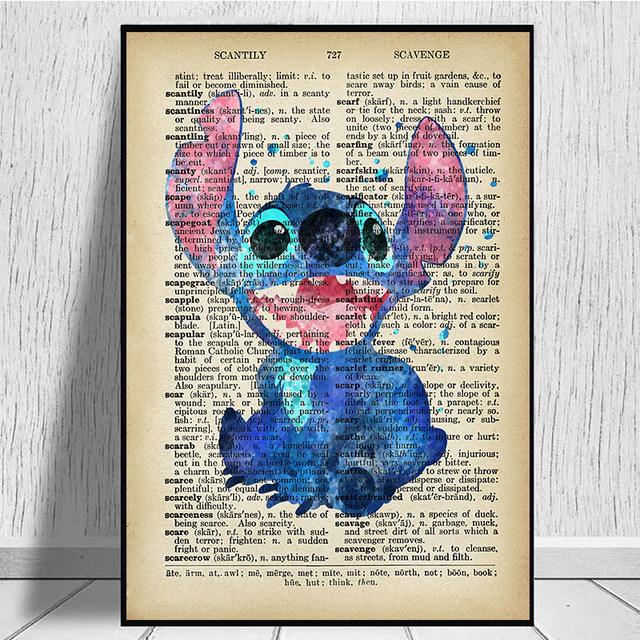 Lilo and Stitch Dictionary Art Print Poster Decoration Gift Disney