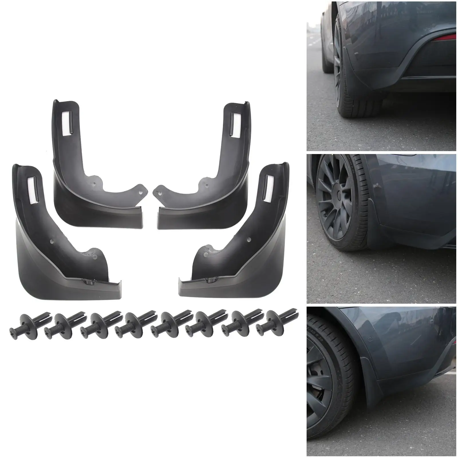 Car Mud Flaps No Drilling  Compatible for  Modification Accessories  Sediment Black