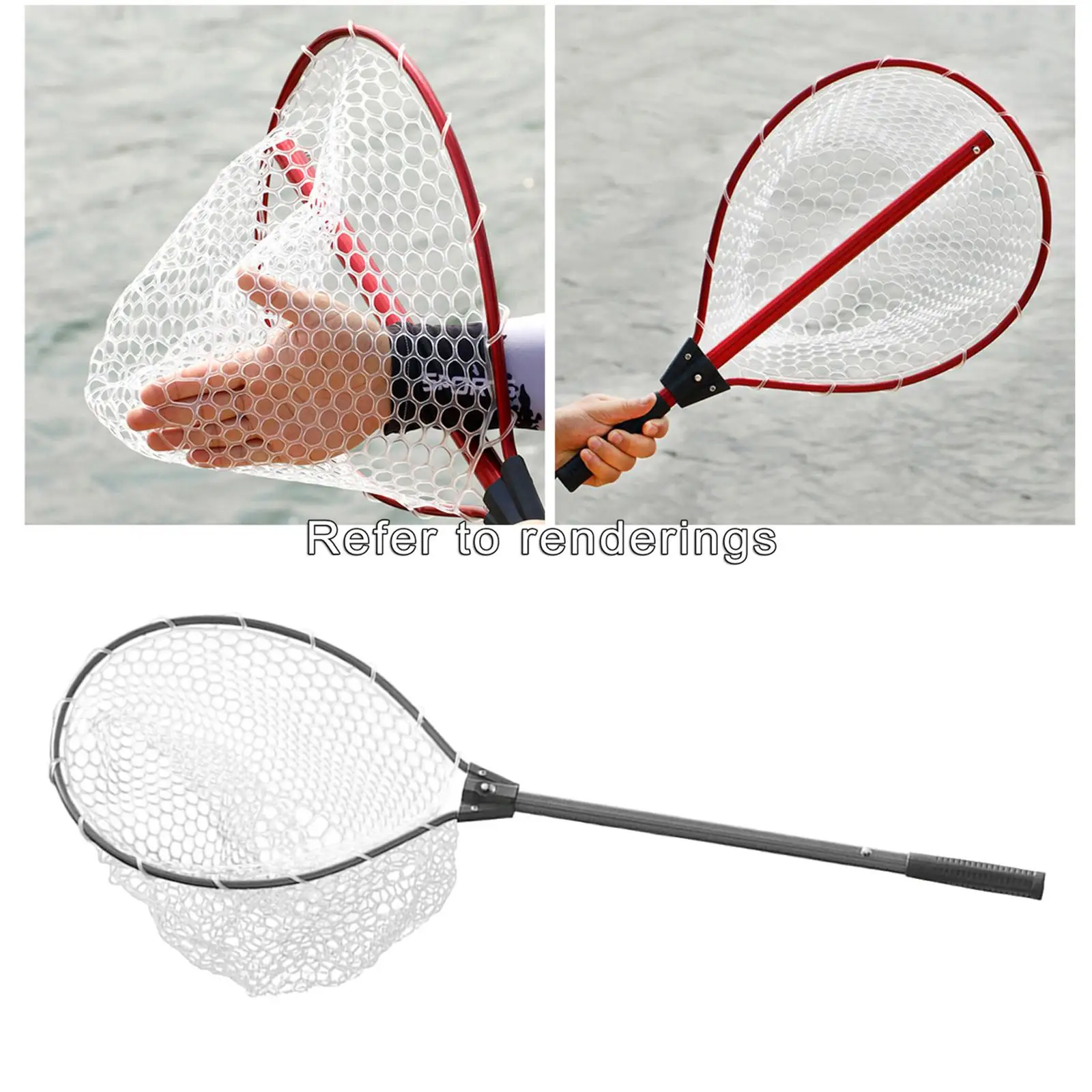 Floating  Folding Landing Net with Telescopic Pole, Silicone Coated , Freshwater& Saltwater Easy  for Bass, 